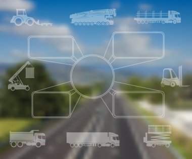 Taşıma simgeler, üzerinde izole siluetleri arka plan bulanıklık