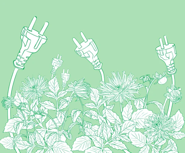 Eco design com flores florescendo — Vetor de Stock