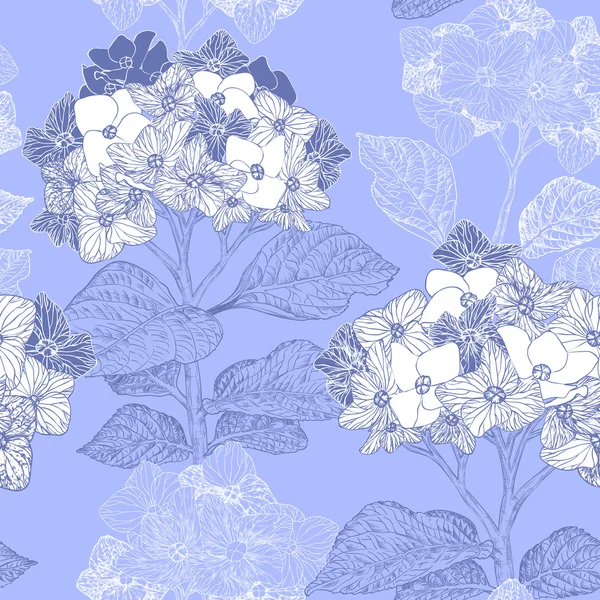 Patrón transparente floral vintage hermoso con flores de hortensia sobre un  fondo azul imágenes de stock de arte vectorial | Depositphotos