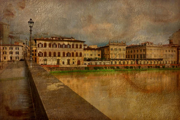 Flornce, Rivière Arno, Image Vintage — Photo