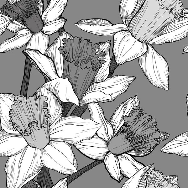 Vektorové bezešvé květinový vzor s Narcis — Stockový vektor
