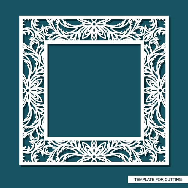 Quadratischer Rahmen Für Fotos Bilder Spiegel Offenes Spitzenmuster Orientalisches Blumenornament — Stockvektor