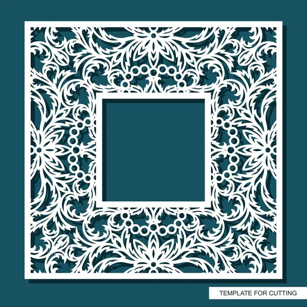 Quadratischer Rahmen Für Fotos Bilder Spiegel Offenes Spitzenmuster Orientalisches Blumenornament — Stockvektor