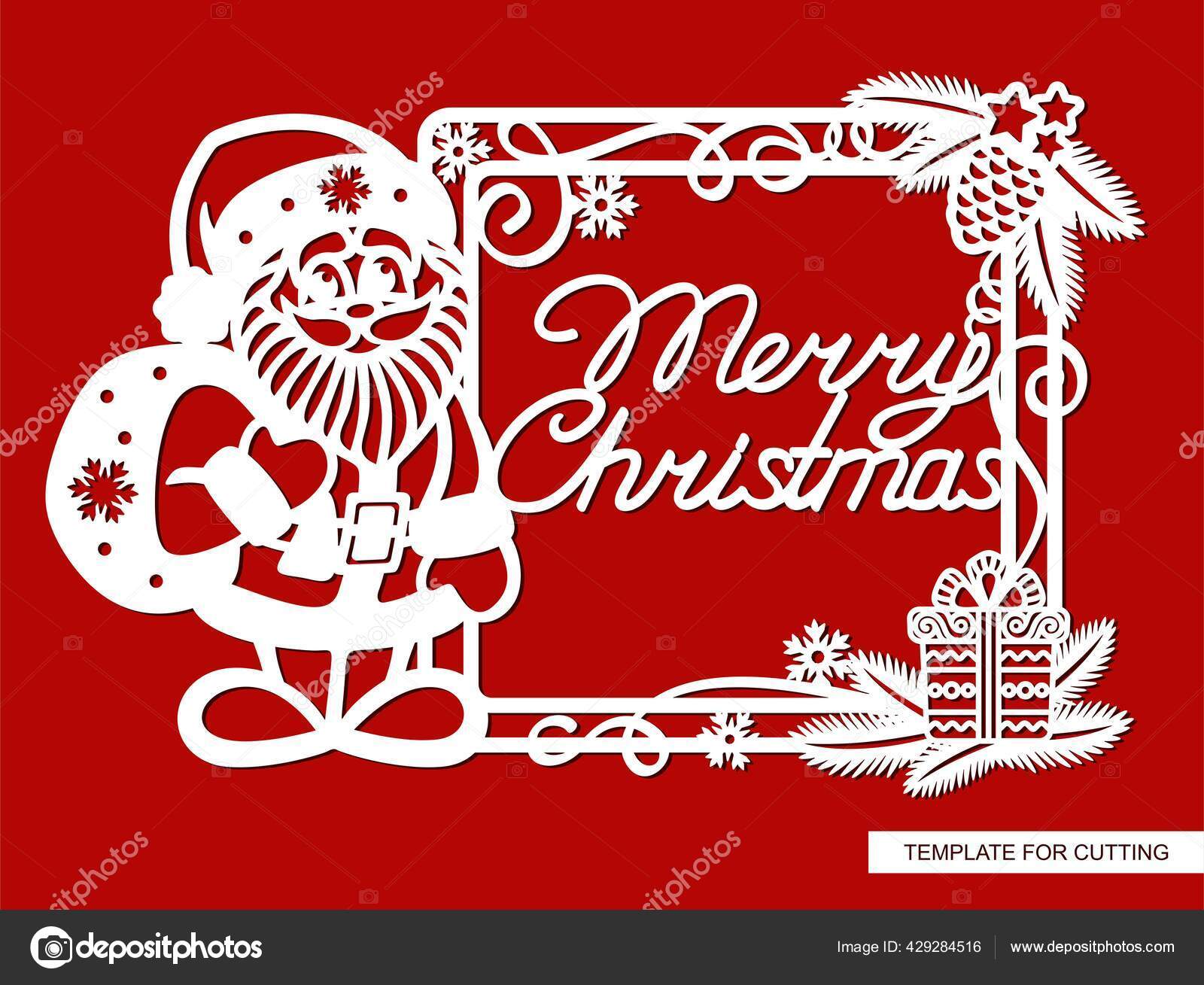 Веселая Рамка Санта Клаусом Надписью Счастливого Рождества.