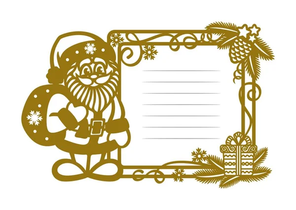 Golden Christmas Frame Santa Claus Miejsce Tekst Liniami Kwadratowa Granica — Wektor stockowy