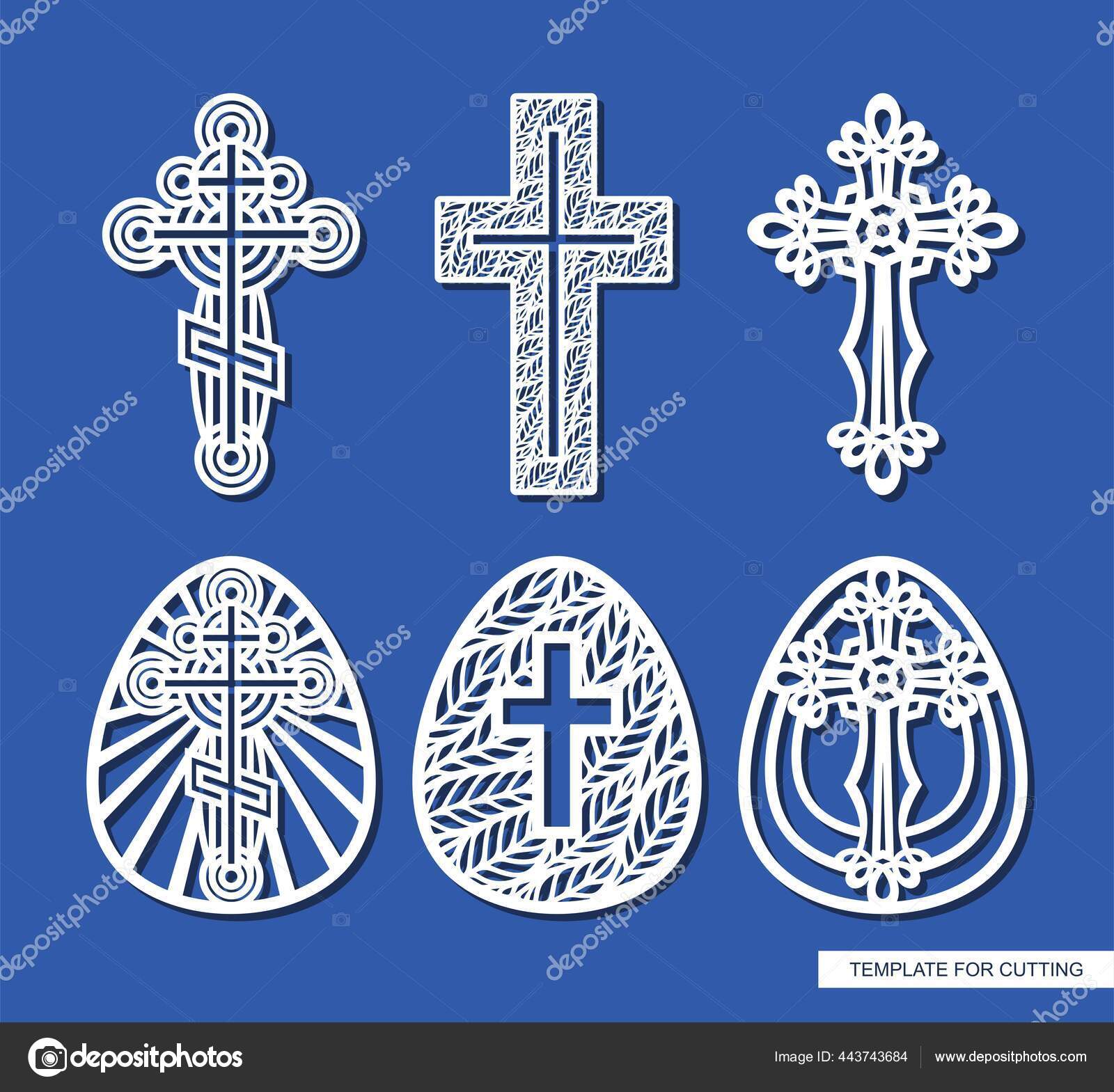 Conjunto Cruces Huevos Pascua Elementos Decorativos Temas Religiosos  Plantilla Para Vector de stock #443743684 de ©zhigulinadesign@gmail.com, image size:1600x1569