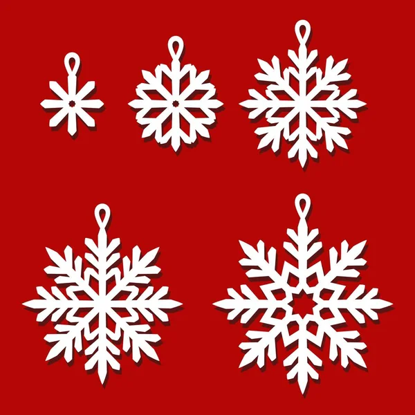 Set Colgantes Copos Nieve Colgar Adornos Decorativos Para Navidad Año — Archivo Imágenes Vectoriales