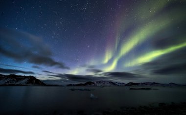 Kuzey ışıkları üzerinde Arctic sky