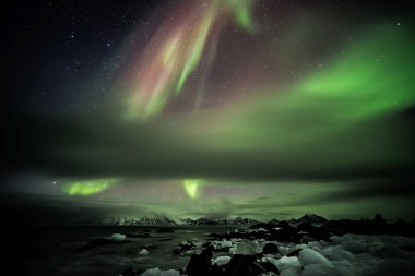 Kuzey ışıkları üzerinde Arctic sky