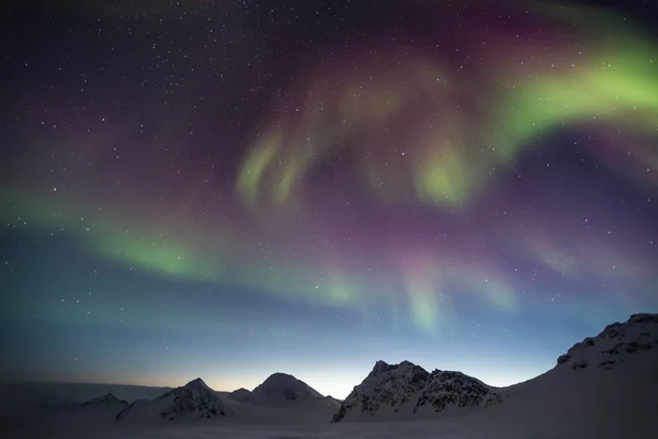 Aurores boréales - paysage arctique — Photo