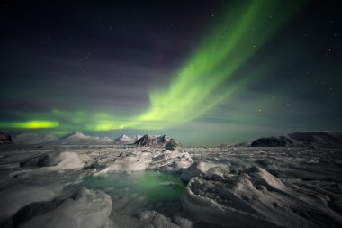 Tipik kutup kış - büyülü gökyüzü ışıkları