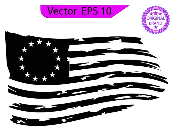 Betsy Ross 1776 Stelle Afflitte Bandiera Degli Stati Uniti — Vettoriale Stock