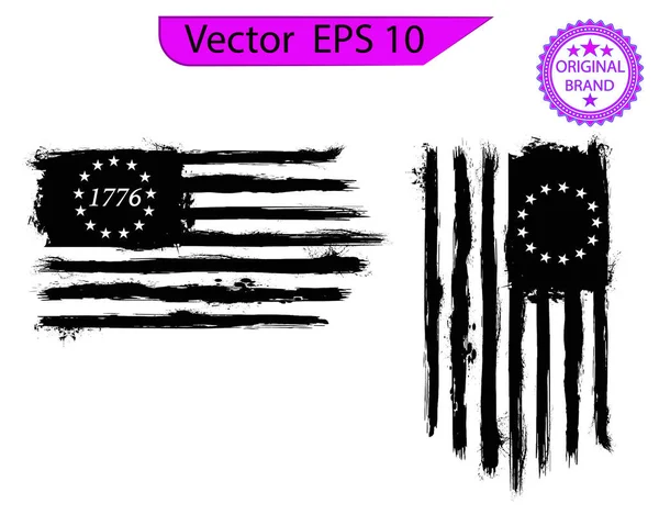 Betsy Ross 1776 Stelle Afflitte Bandiera Degli Stati Uniti — Vettoriale Stock