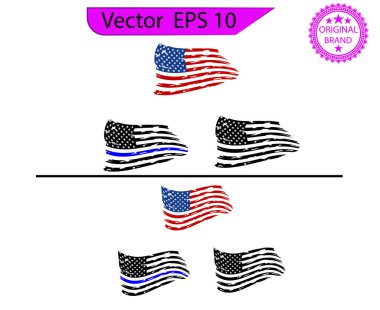 Sıkıntılı Amerikan bayrakları eps10 Clip Art, Sorunlu Amerikan bayrakları seti, eps10, şeffaf arka plan, yüksek çözünürlük. İtfaiyeci ve polis bayrakları.