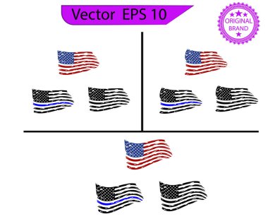 Sıkıntılı Amerikan bayrakları eps10 Clip Art, Sorunlu Amerikan bayrakları seti, eps10, şeffaf arka plan, yüksek çözünürlük. İtfaiyeci ve polis bayrakları.
