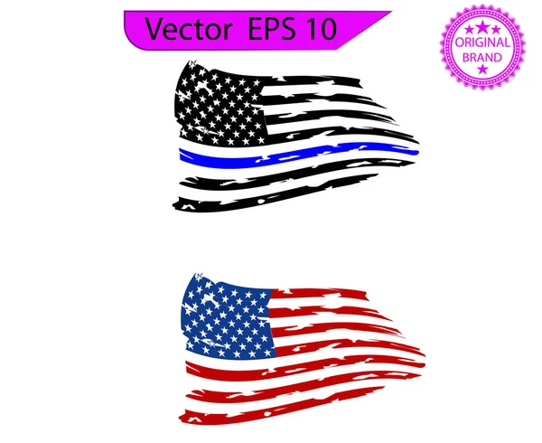 Bandeiras Americanas Angustiadas Eps10 Clip Art Bandeiras Americanas Angustiadas Set — Vetor de Stock