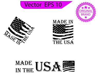 Amerikan markasından yapılmış. Amerikan sancak şablonu. Vektör çizimi. ABD vatanseverlik işaretleri. Amerikan sancakları şablonları. Amerikan rozetlerinde üretilmiş. Amerikan vatanseverlik simgeleri.