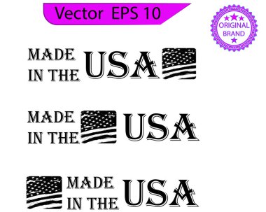 Amerikan markasından yapılmış. Amerikan sancak şablonu. Vektör çizimi. ABD vatanseverlik işaretleri. Amerikan sancakları şablonları. Amerikan rozetlerinde üretilmiş. Amerikan vatanseverlik simgeleri.