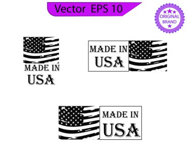 Amerikan markasından yapılmış. Amerikan sancak şablonu. Vektör çizimi. ABD vatanseverlik işaretleri. Amerikan sancakları şablonları. Amerikan rozetlerinde üretilmiş. Amerikan vatanseverlik simgeleri.