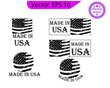 Amerikan markasından yapılmış. Amerikan sancak şablonu. Vektör çizimi. ABD vatanseverlik işaretleri. Amerikan sancakları şablonları. Amerikan rozetlerinde üretilmiş. Amerikan vatanseverlik simgeleri.