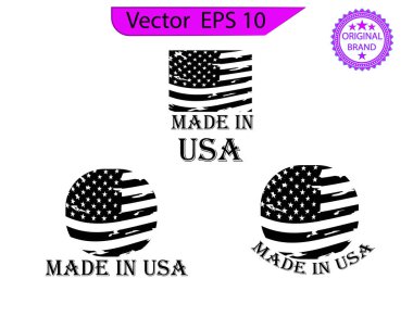 Amerikan markasından yapılmış. Amerikan sancak şablonu. Vektör çizimi. ABD vatanseverlik işaretleri. Amerikan sancakları şablonları. Amerikan rozetlerinde üretilmiş. Amerikan vatanseverlik simgeleri.