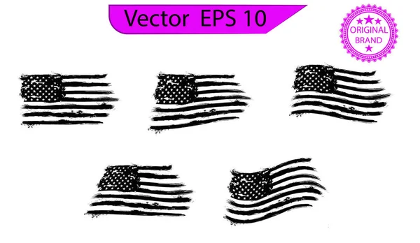 Bandeira Dos Eua Bandeira Americana Angustiada Com Elementos Respingos Eps — Vetor de Stock