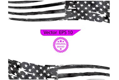 ABD Bayrağı, sıkıntılı Amerikan bayrağı suluboya seti, sıkıntılı Amerikan bayrağı. EPS 10, Vatansever bayrağı, askeri bayrak, 