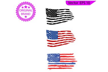 ABD Bayrağı - Amerikan bayrağı seti, Amerikan bayrağı illüstrasyonu. Şeffaf arkaplan