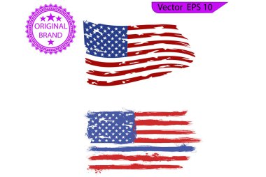 ABD Bayrağı - Amerikan bayrağı seti, Amerikan bayrağı illüstrasyonu. Şeffaf arkaplan