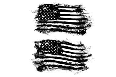USA Flag - Distressed American flag set, American flag illustration.  Transparent background clipart