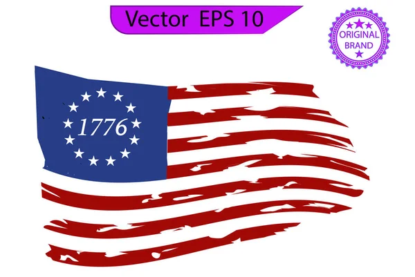 Betsy Ross 1776 Yıldızlar ABD Bayrağı 13 yıldız bayrağı, 1776 bayrak. Şeffaf arkaplan