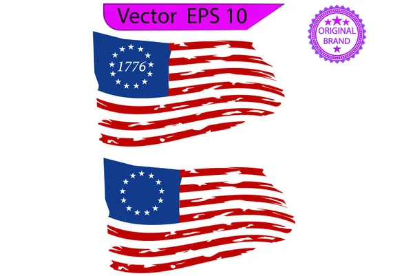 Betsy Ross 1776 Estrellas Distressed Flag Bandera Estrellas Bandera 1776 — Vector de stock