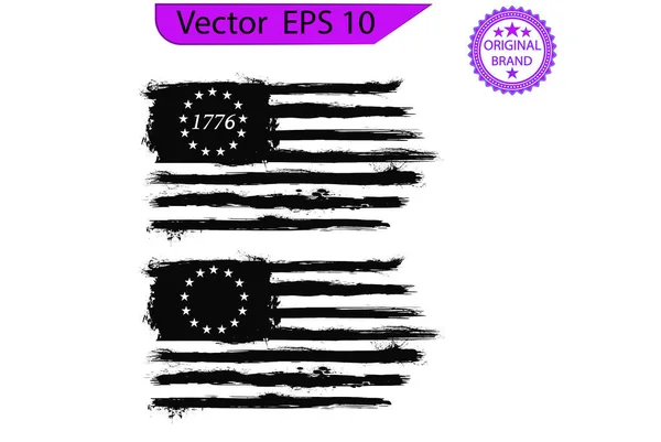 Betsy Ross 1776 Estrelas Angustiadas Bandeira Dos Eua Bandeira Estrelas — Vetor de Stock