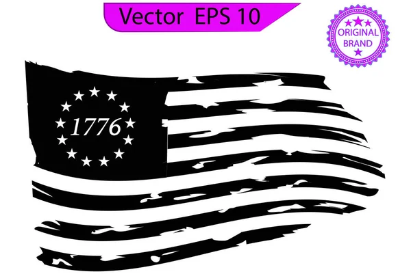 Betsy Ross 1776 Estrelas Angustiadas Bandeira Dos Eua Bandeira Estrelas — Vetor de Stock