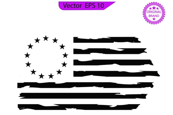 USA Flag - 1776 Betsy Rising bayrağı, Stresli Amerikan bayrağı, eps 10, tişört tasarımı, baskı şablonu, şeffaf arka plan, gazilerin bayrağı, 