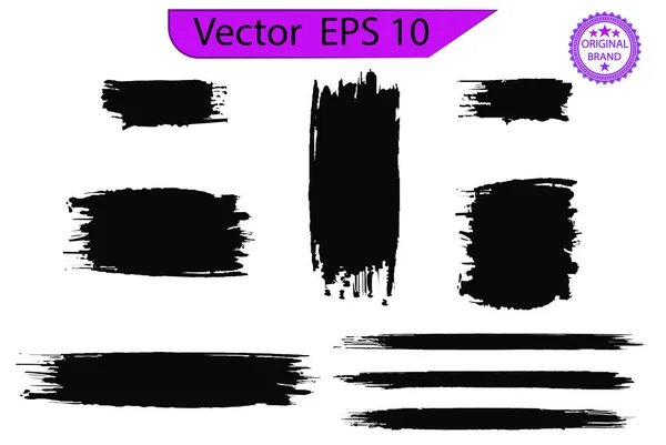 Borstar Grungborste Vektor Uppsättning Grunge Penseldrag — Stock vektor