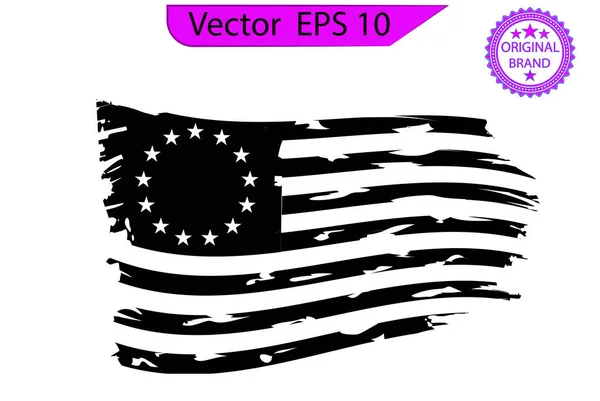 Betsy Ross 1776 13 Yıldız ABD Bayrağını Üzdü. ABD Bayrağı, gazi bayrağı - Şeffaf arka planda sıkıntılı Amerikan bayrağı