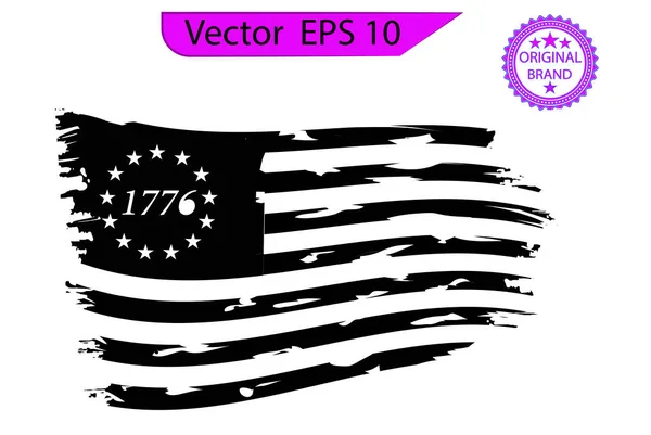 Betsy Ross 1776 Stars Distressed Flag Bandiera Usa Bandiera Veterano — Vettoriale Stock