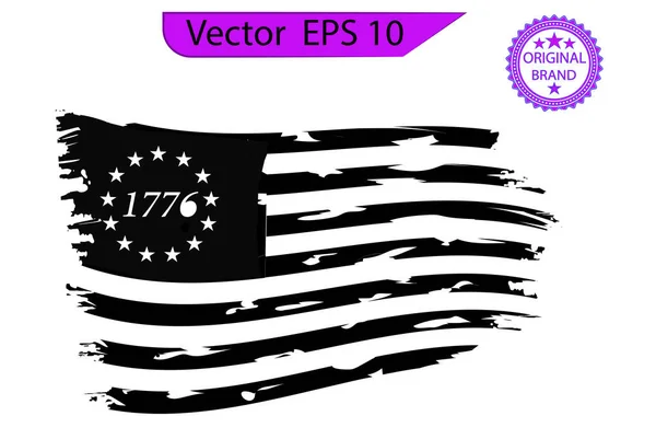 Betsy Ross 1776 13 Yıldız ABD Bayrağını Üzdü. ABD Bayrağı, gazi bayrağı - Şeffaf arka planda sıkıntılı Amerikan bayrağı