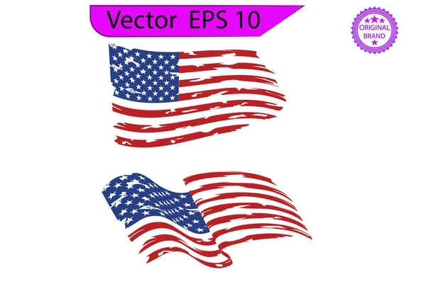 Usa Flag Serie Bandiere Americane Difficoltà Illustrazione Della Bandiera Americana — Vettoriale Stock