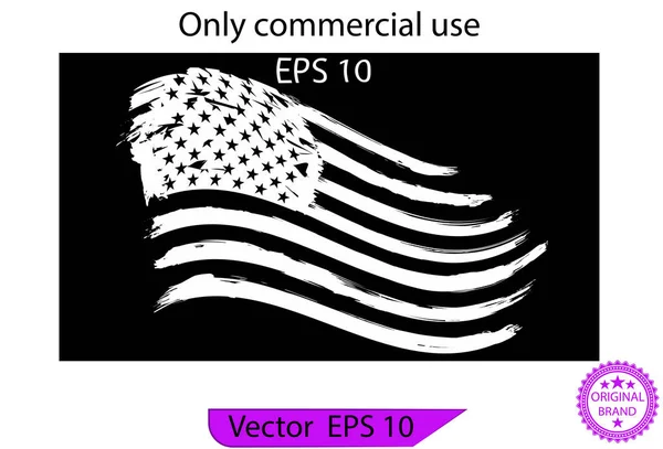 Usa Flagga Satt Distress Amerikansk Vit Flagga Svart Bakgrund Flagga — Stockfoto