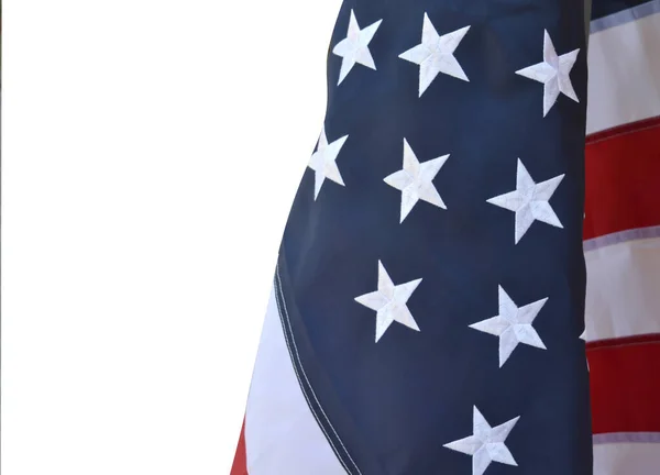 アメリカの旗 クローズアップ スタジオで撃たれた アメリカの国旗の背景 フレームレイアウトでアメリカの旗を振って表示される星 — ストック写真