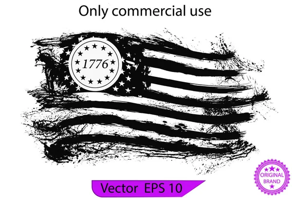 Betsy Ross 1776 Stars Distressed Flag Only Commercial Use — Stock Vector
