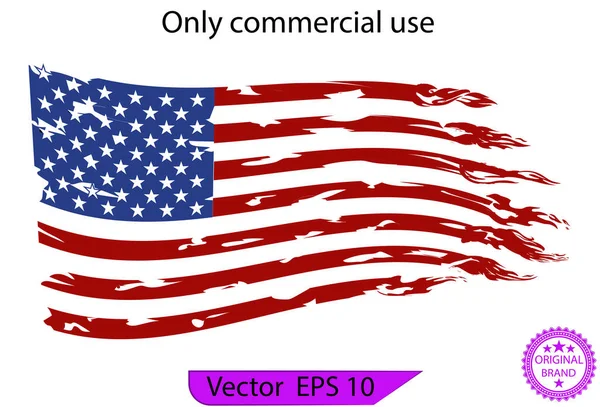 Usa Flagge Bedrängte Amerikaner Schwenken Flagge Mit Feuerelementen Flagge Von — Stockvektor