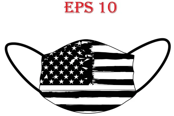 Mask Amerikanska Flaggan Droppande Färg Design Usa Flagga Distress Amerikansk — Stock vektor