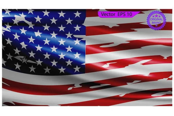 アメリカ国旗 スプラッシュ要素 愛国者 軍旗とアメリカの波のフラグを振って落ち込んでアメリカの国旗セット Eps10 透明背景 高解像度 唯一の商用使用 — ストックベクタ