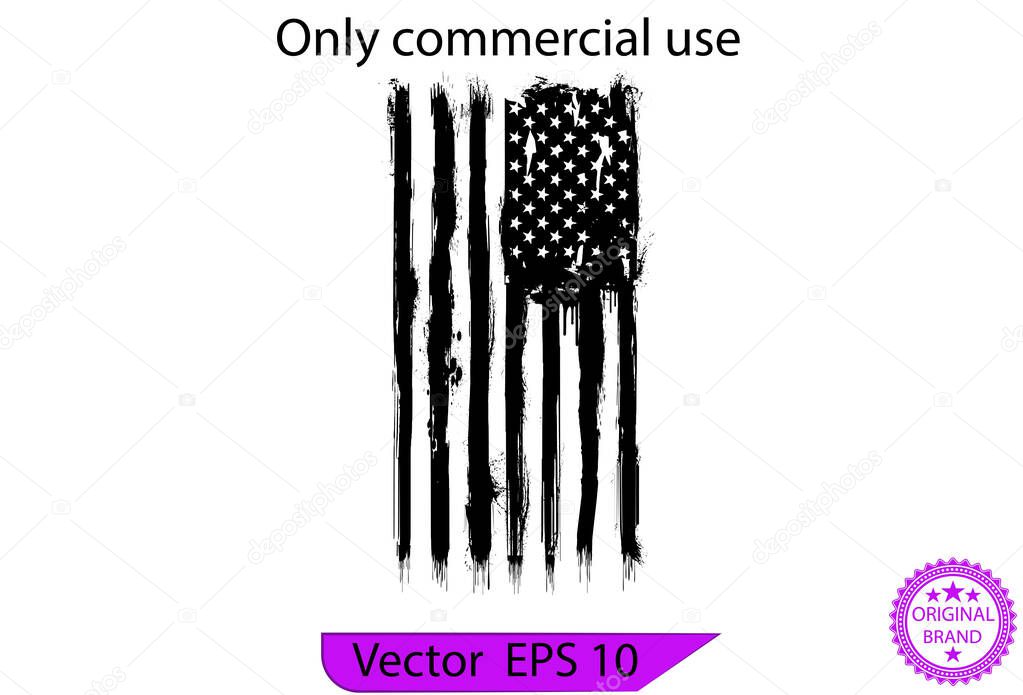 American Flag Dripping Paint Design. USA Flag. Distressed American flag with splash and dripping elements, design illustration of America, patriot, military, veteran, army flag,