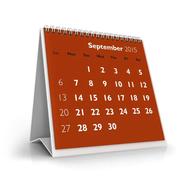 September 2015 Calendar — Stock Photo, Image