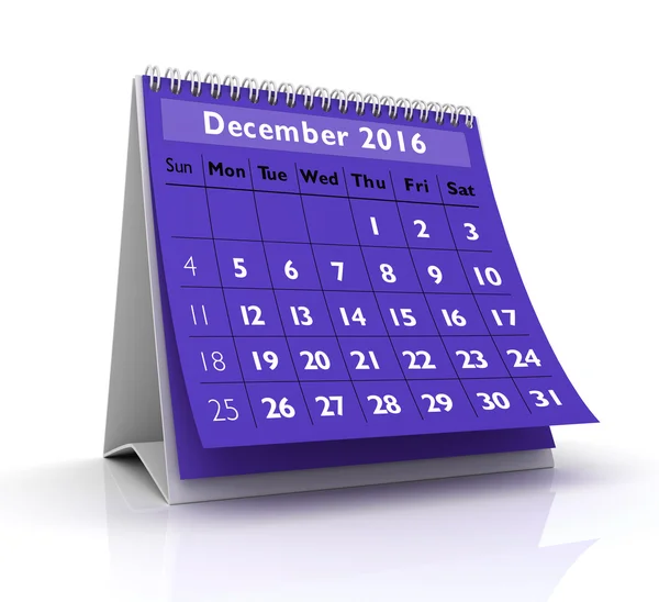 December 2016 Calendar — Stock Photo, Image