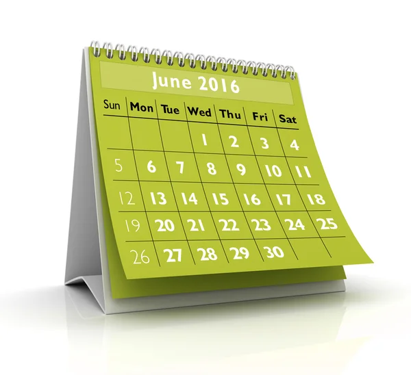 June 2016 Calendar — Stock Photo, Image